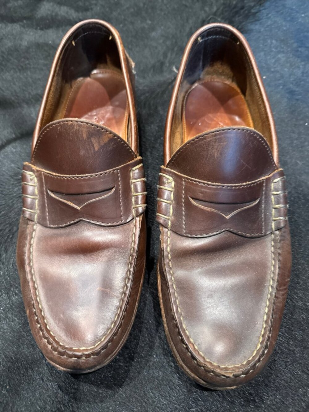 Rancourt 4401 Natural Chromexcel Leather Beefroll Penny Loafers 12 D USA Made